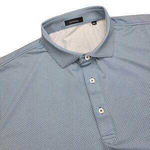 Turtleson Polo Golf Shirt Men's XL Blue Geometric Print Performance Stretch Logo